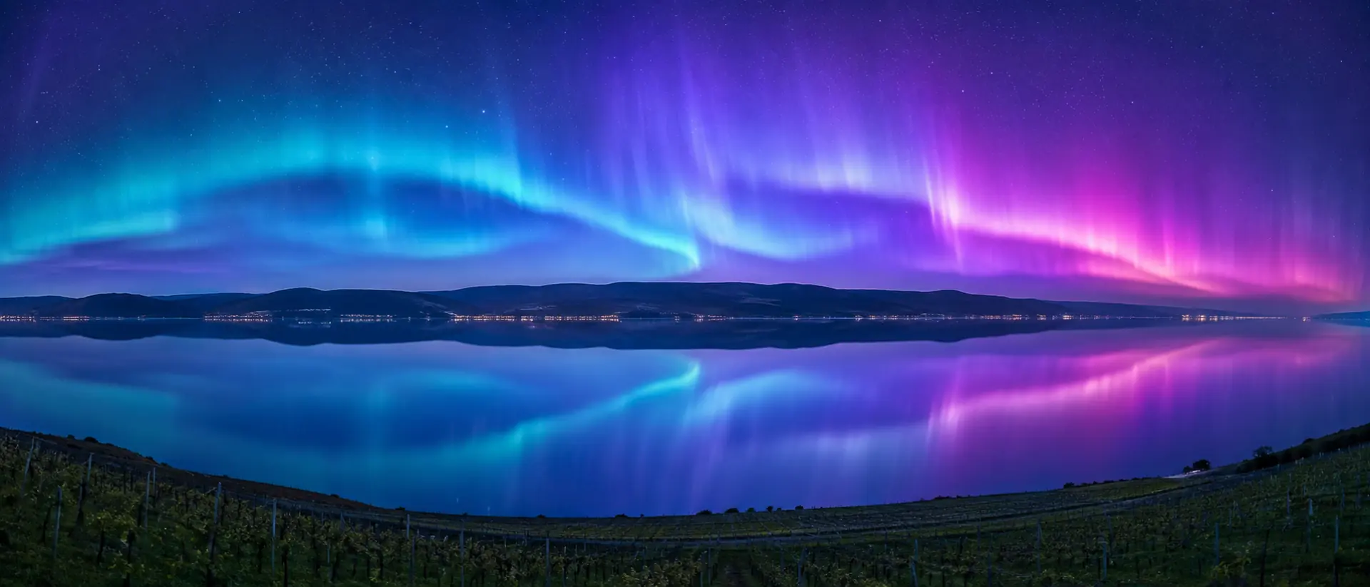 Le lac de Bienne, la nuit, depuis Vinelz
